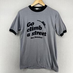 SAN FRANCISCO Shirt XL 80s Go Climb Street Tram Trolly Ringer Single Stitch VTG